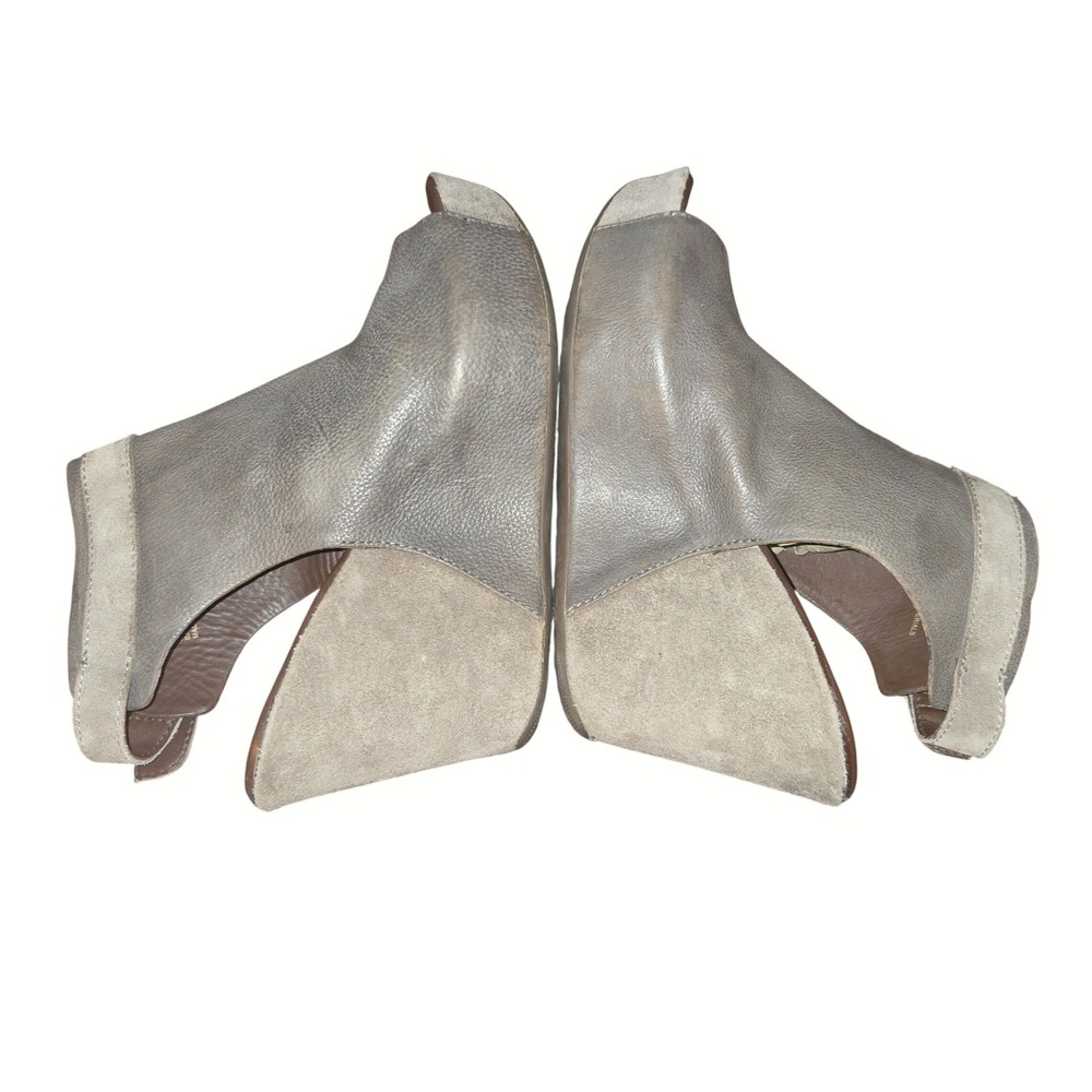 Kork-Ease Berit Wedge Sandals Women 9M Taupe Leather Peep Toe Booties K35860 - Picture 5 of 10